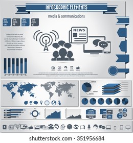 Infographics elements and Icon set - Communication & Media