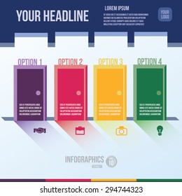 infographics elements for layout, banner, number options, step up options, contain EPS10 format with some additional icons.