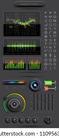 Infographics elements with media icons and buttons. EPS 10 vector illustration.