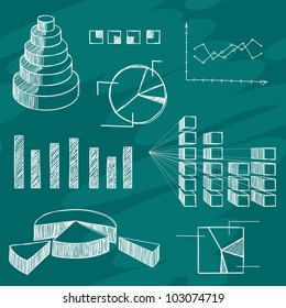 The infographics elements sketch on green board