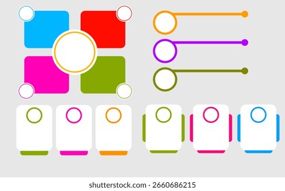 Infographics elements squares circles rectangles lines and dots.