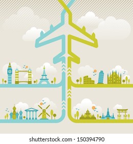 Infographics elements: Travel and Famous Landmarks.