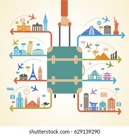 Infographics elements: Travel and Famous Landmarks. File is saved in 10 EPS version.