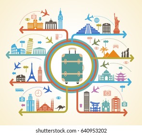 Infographics elements: Travel and Famous Landmarks. File is saved in 10 EPS version.