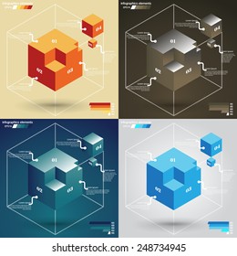 Infographics elements, various colors, templates