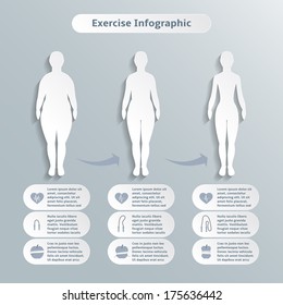 Infographics elements for women fitness and sports of slimness weight loss and healthcare vector illustration