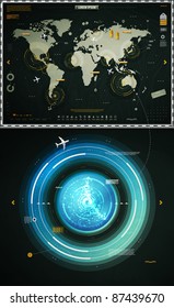 infographics elements of the world map, and sonar