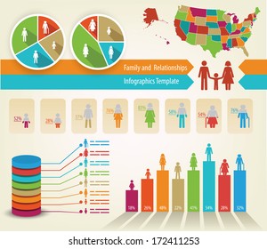 Infographics of family tree and statistics