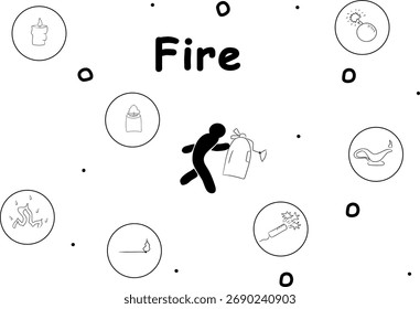 Infographics fire, modern vector illustration, infographic2025. Print design, business theme