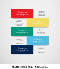 Infographics in five areas. Vertical arrangement. Eps 10.