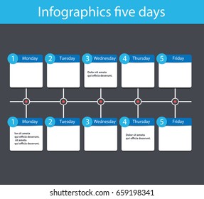  Infographics for five zones. For days weeks. Eps 10.