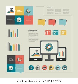 Infographics flat design. Elements for catalogs, annual reports, brochures, magazines. 