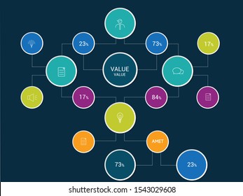 Infographics flow chart. Colored shadows scheme.