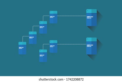 infographics flowchart, colored rectangle scheme with shadows, to be used as a template