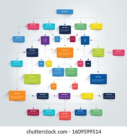 Infographics flowchart. Colored shadows scheme.