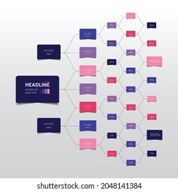 Infographics flowchart. Colored shadows scheme.