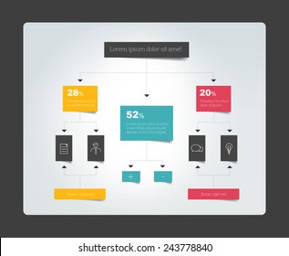 Infographics flowchart. Colored shadows scheme. 