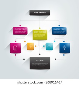 Infographics Flowchart. Colored Shadows Scheme.