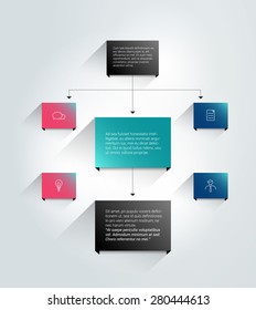 Infographics flowchart. Colored shadows scheme.