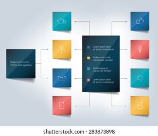 Infographics flowchart. Colored shadows scheme.