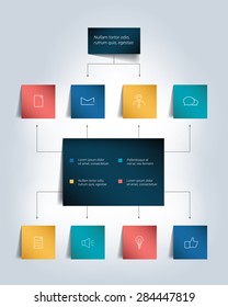 Infographics flowchart. Colored shadows scheme.