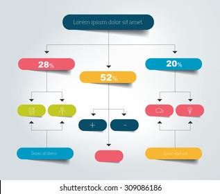 Infographics flowchart. Colored shadows scheme.