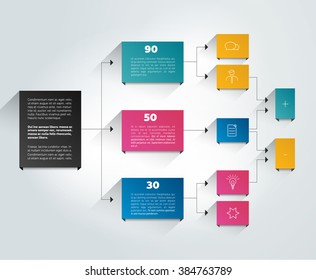 Infographics flowchart. Colored shadows scheme.