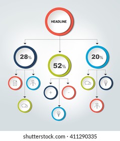 Infographics flowchart. Colored shadows scheme.