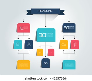 Infographics flowchart. Colored shadows scheme.