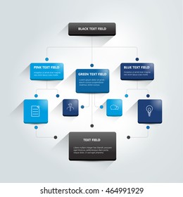 Infographics flowchart. Colored shadows scheme.