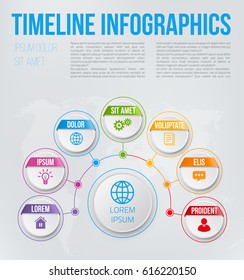 Infographics flower style chart menu with 7 round options, colorful bright design, vector template