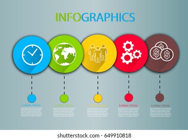 Infographics in the form of circles with flat figures