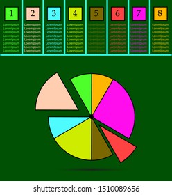 Infographics in the form of a divided circle with a description of each part.