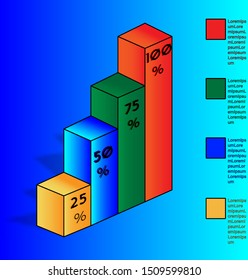 infographics in the form of volumetric cubes with a description of each of them.