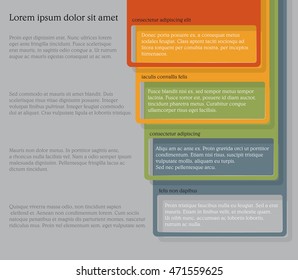 Infographics. Four consecutive frame elements of different colors with lots of room for text and descriptions.