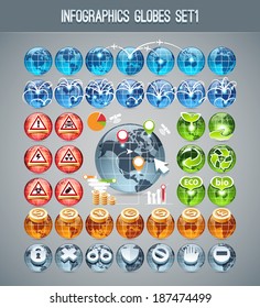 Infographics Globes Set1. In the EPS file, each element is grouped separately.