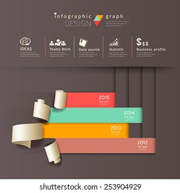 Infographics graph paper roll vertical design background. vector illustration