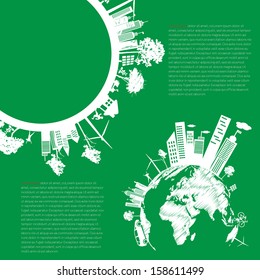 infographics Green modern city living concept. and ECO concept