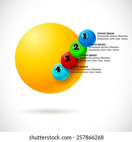 Infographics with group of flying numbered colorful balls