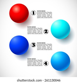 Infographics with group of flying numbered colorful balls