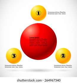 Infographics with group of flying numbered colorful balls