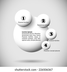 Infographics with group of flying numbered white balls