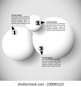 Infographics with group of flying numbered white balls