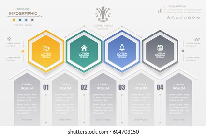 Infographics Hexagon design template with business icons, process diagram, vector eps10 illustration