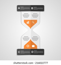 Infographics hourglass design paper style concept. Vector illustration.