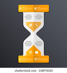 Infographics hourglass design paper style concept. Vector illustration.