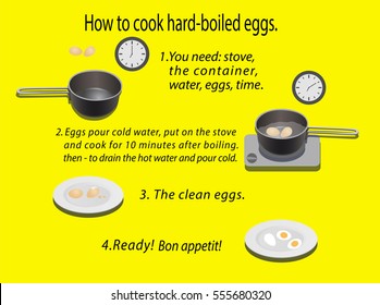 info-graphics, how to cook hard-boiled eggs