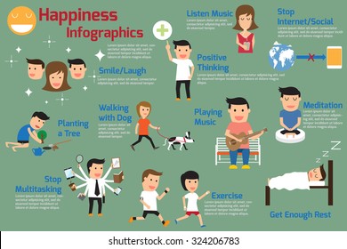 Infographics. How to Create Your Own Happiness. Keys to a Happy Life. vector illustration.