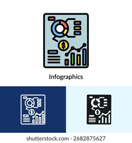 Infográfico ícone preenchido coleção com vários estilos