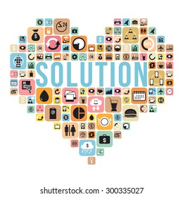 Infographics icon in heart shape. vector format